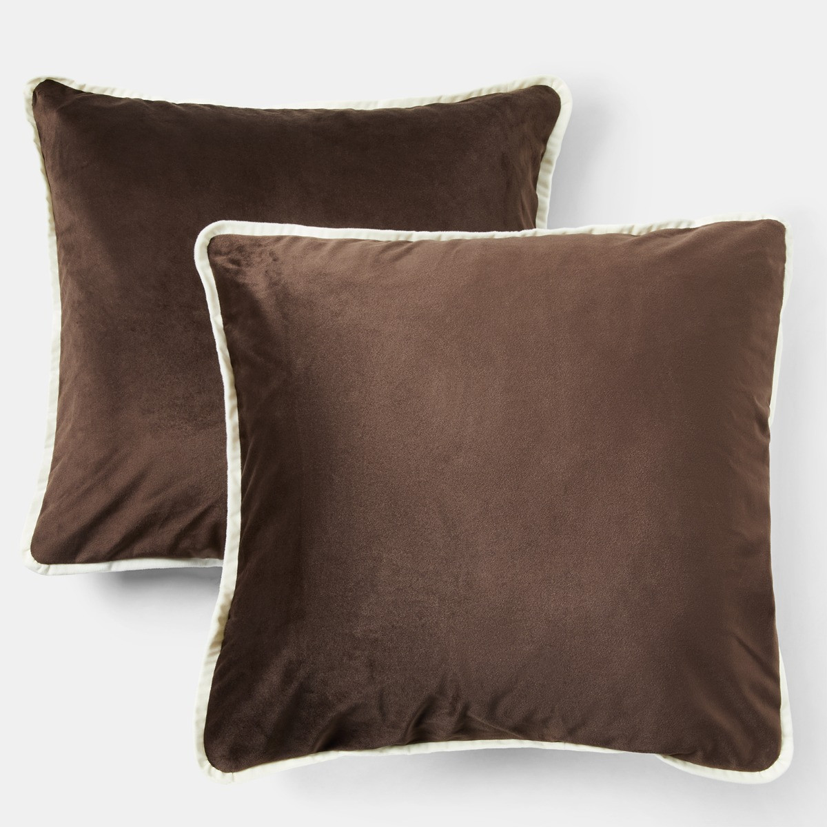 OHS Matte Velvet Piped Edge Cushion Covers - Brown>