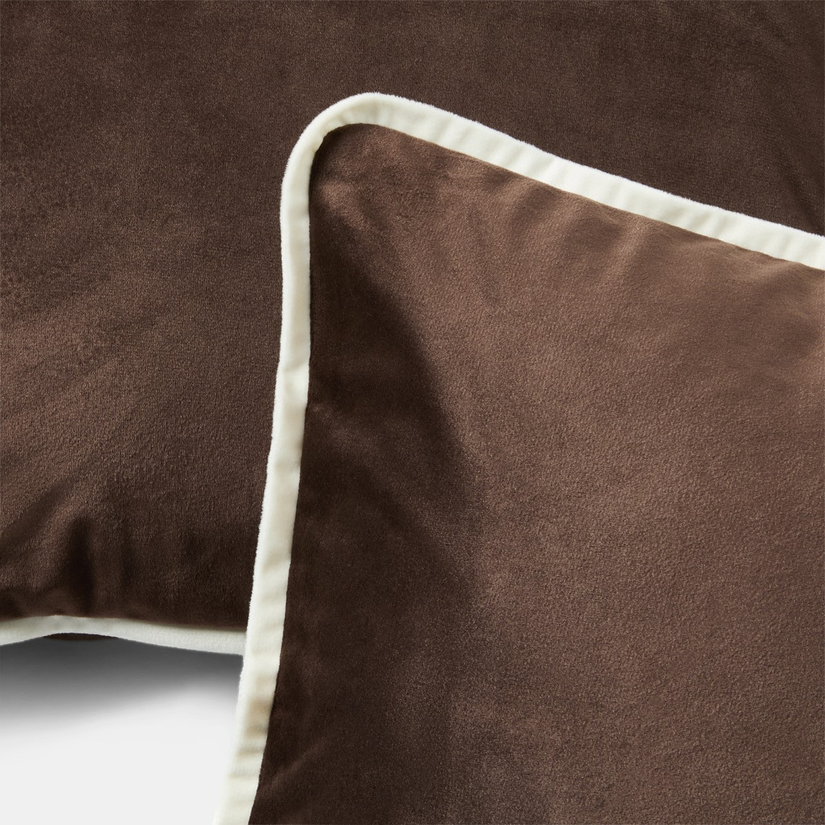 OHS Matte Velvet Piped Edge Cushion Covers - Brown>