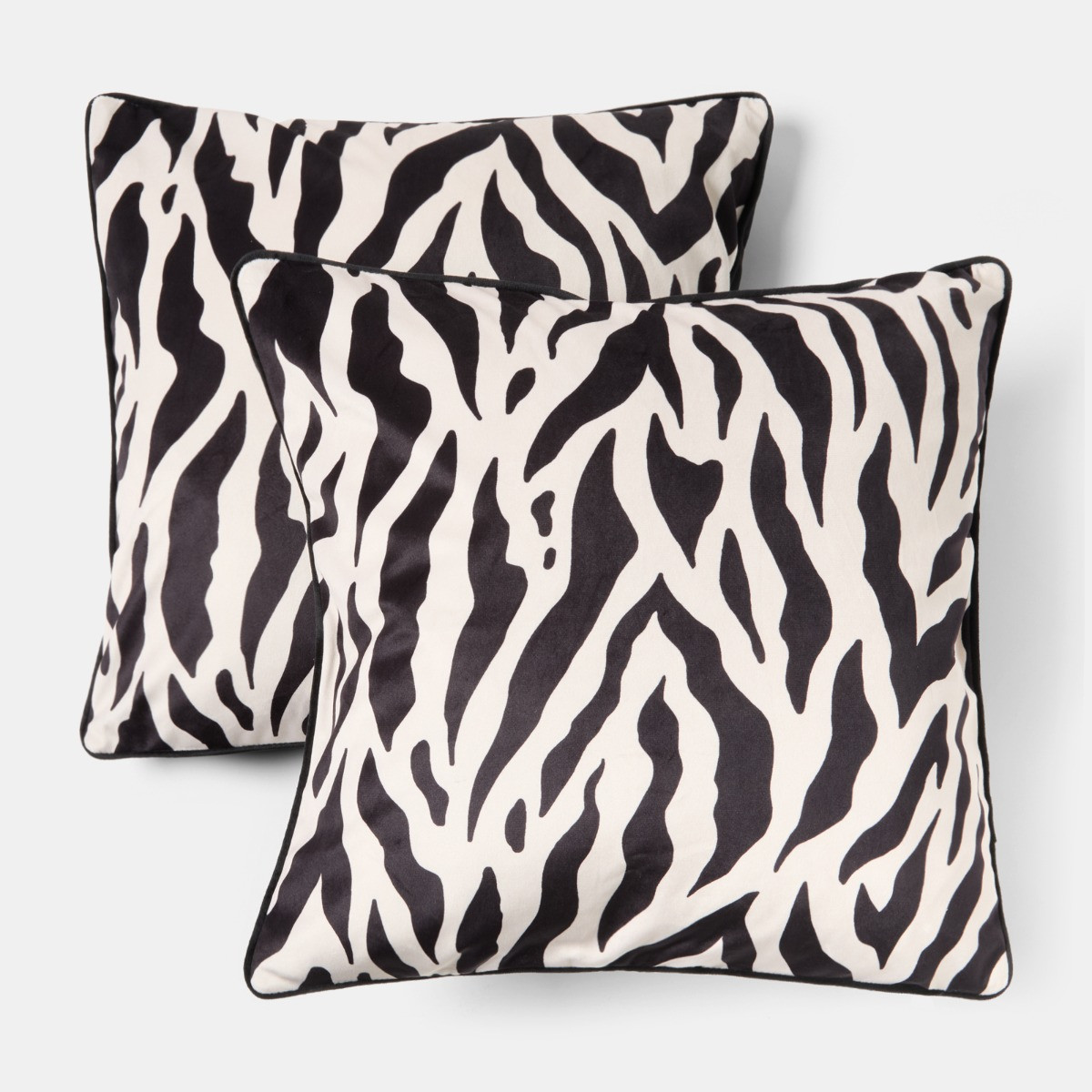 OHS Zebra Print Matte Velvet Cushion Covers - Monochrome>