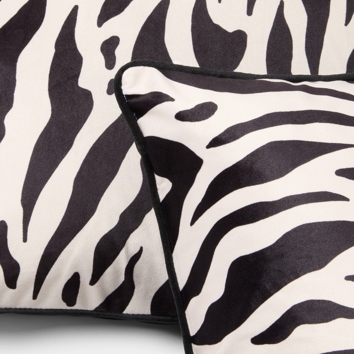 OHS Zebra Print Matte Velvet Cushion Covers - Monochrome>