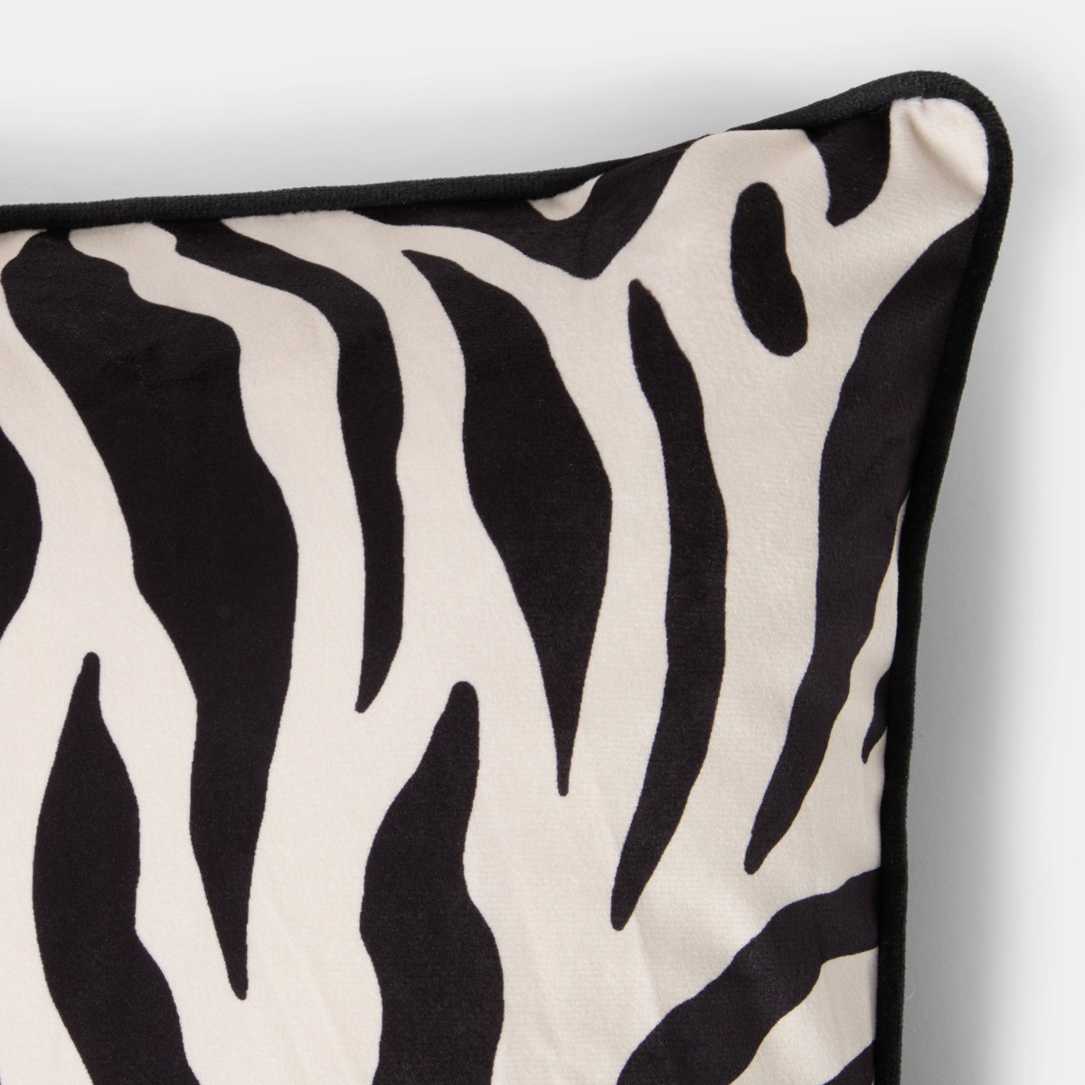 OHS Zebra Print Matte Velvet Cushion Covers - Monochrome>