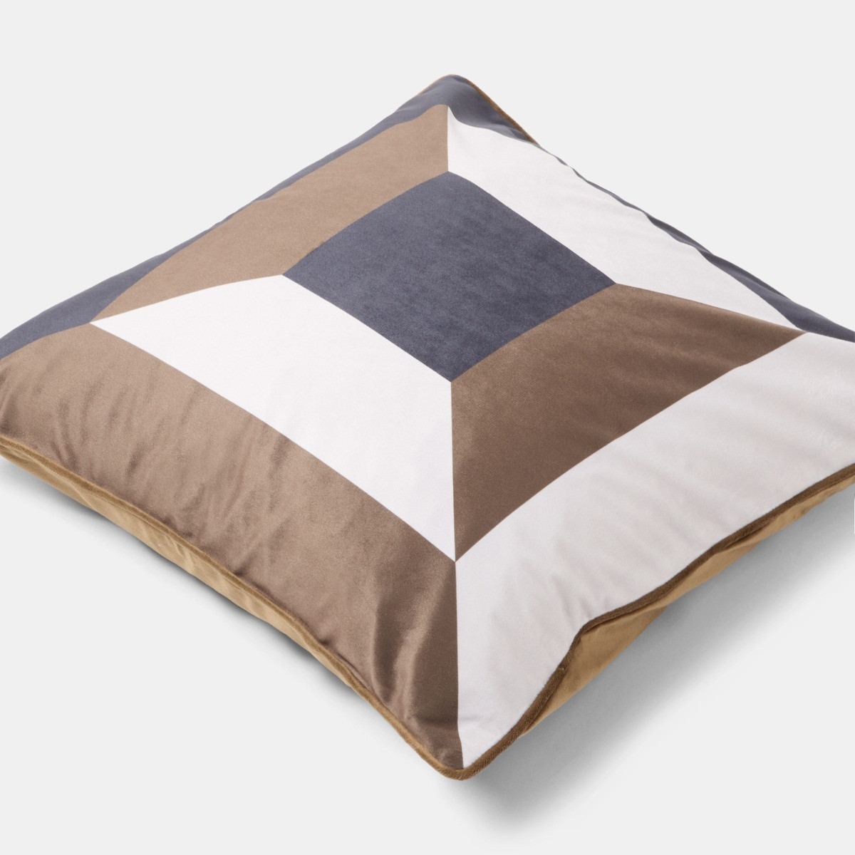 OHS Square Print Matte Velvet Cushion Covers - Brown/White>