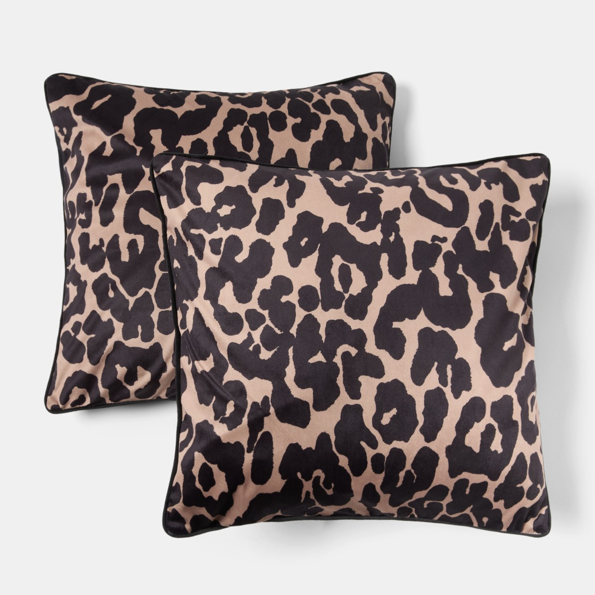 OHS Leopard Print Matte Velvet Cushion Covers - Monochrome>