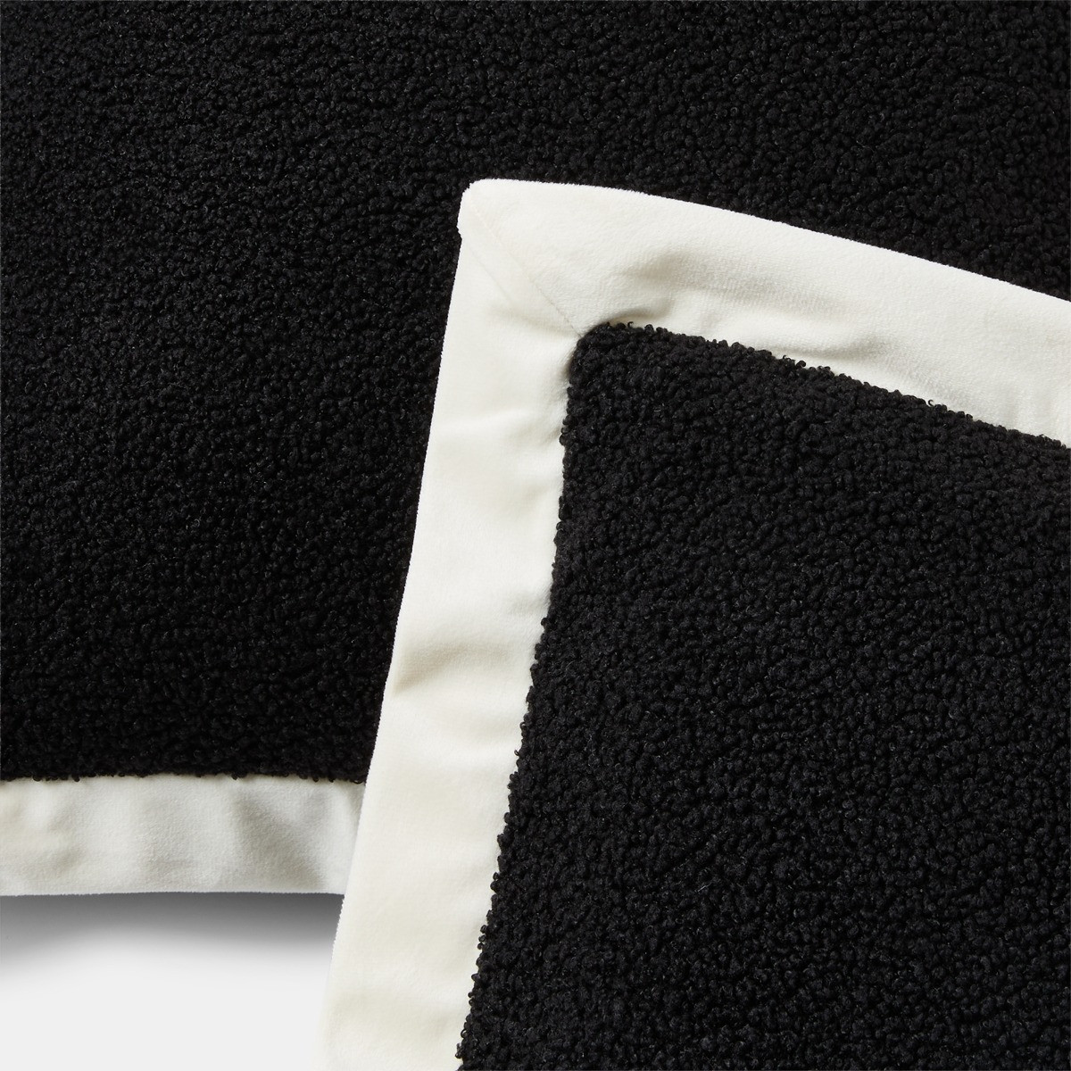 OHS Oxford Edge Boucle Cushion Covers - Black/Cream>