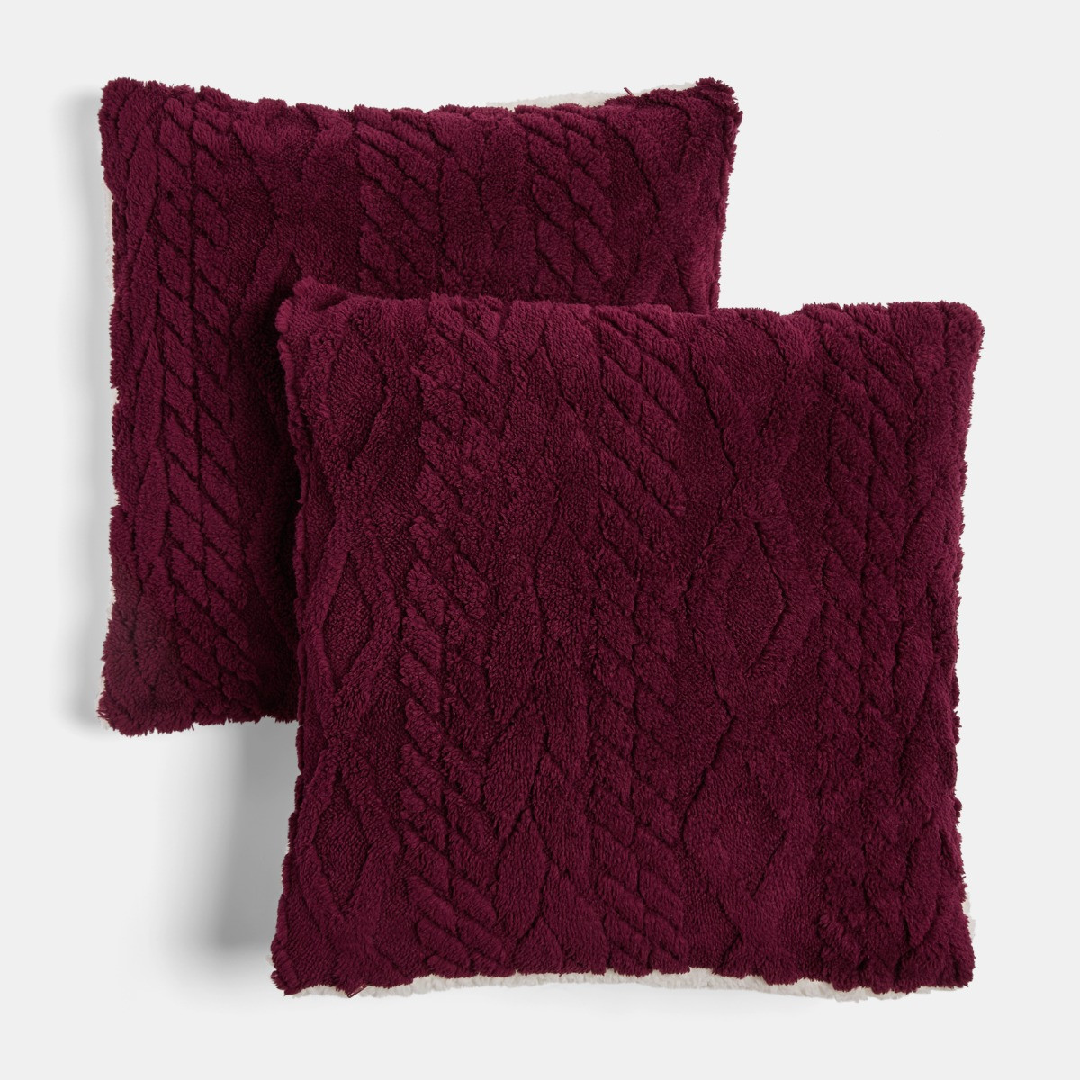 OHS Cable Knit Cushion Covers - Burgundy>