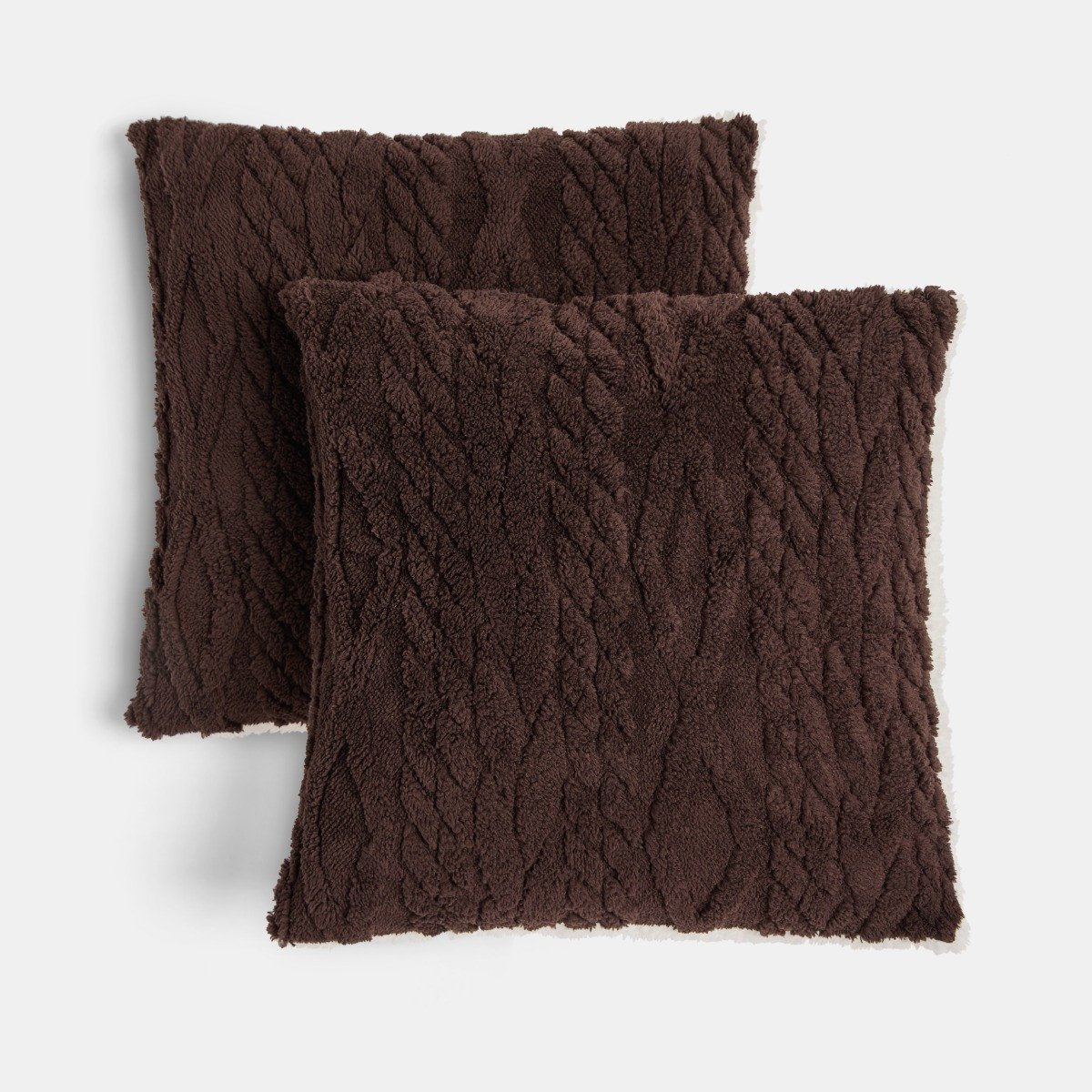OHS Cable Knit Cushion Covers - Brown>