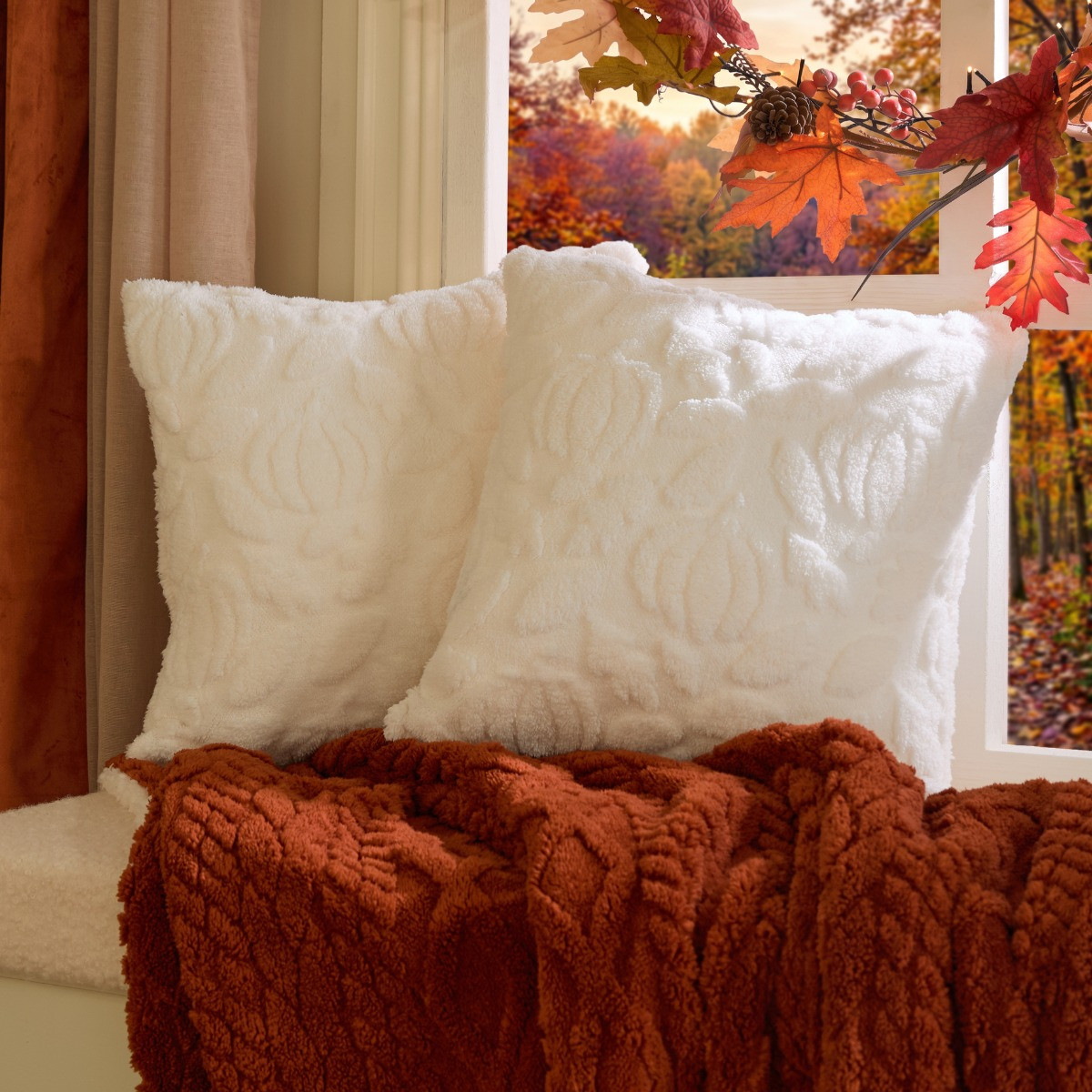 OHS Tufted Pumpkin Cushion Covers - Cream>