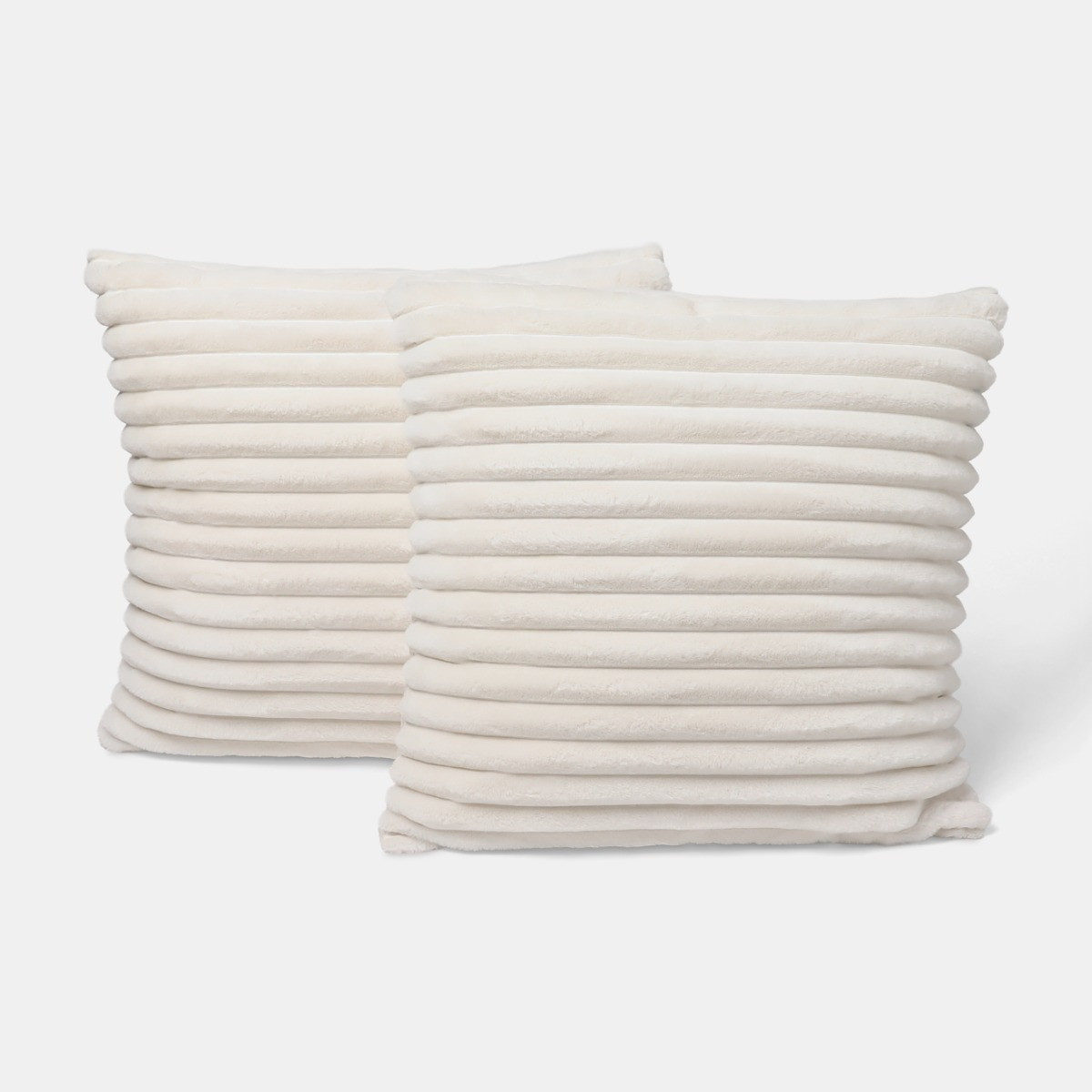 OHS Faux Fur Thick Ribbed Cushion Covers - Natural>