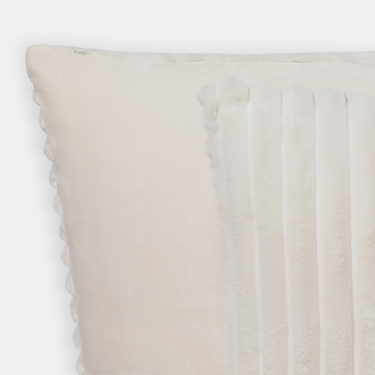 OHS Faux Fur Thick Ribbed Cushion Covers - Natural>