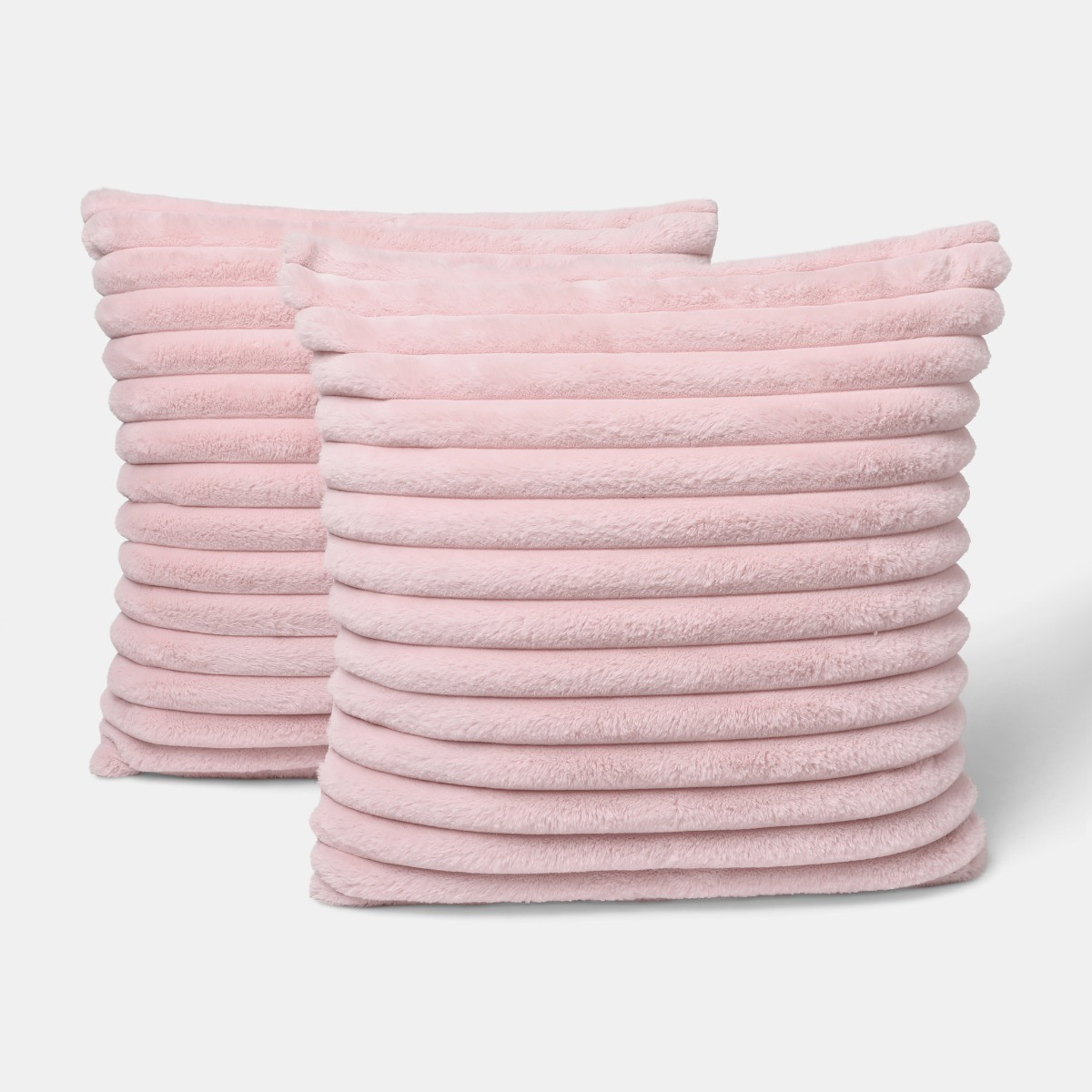 OHS Faux Fur Thick Ribbed Cushion Covers - Blush>