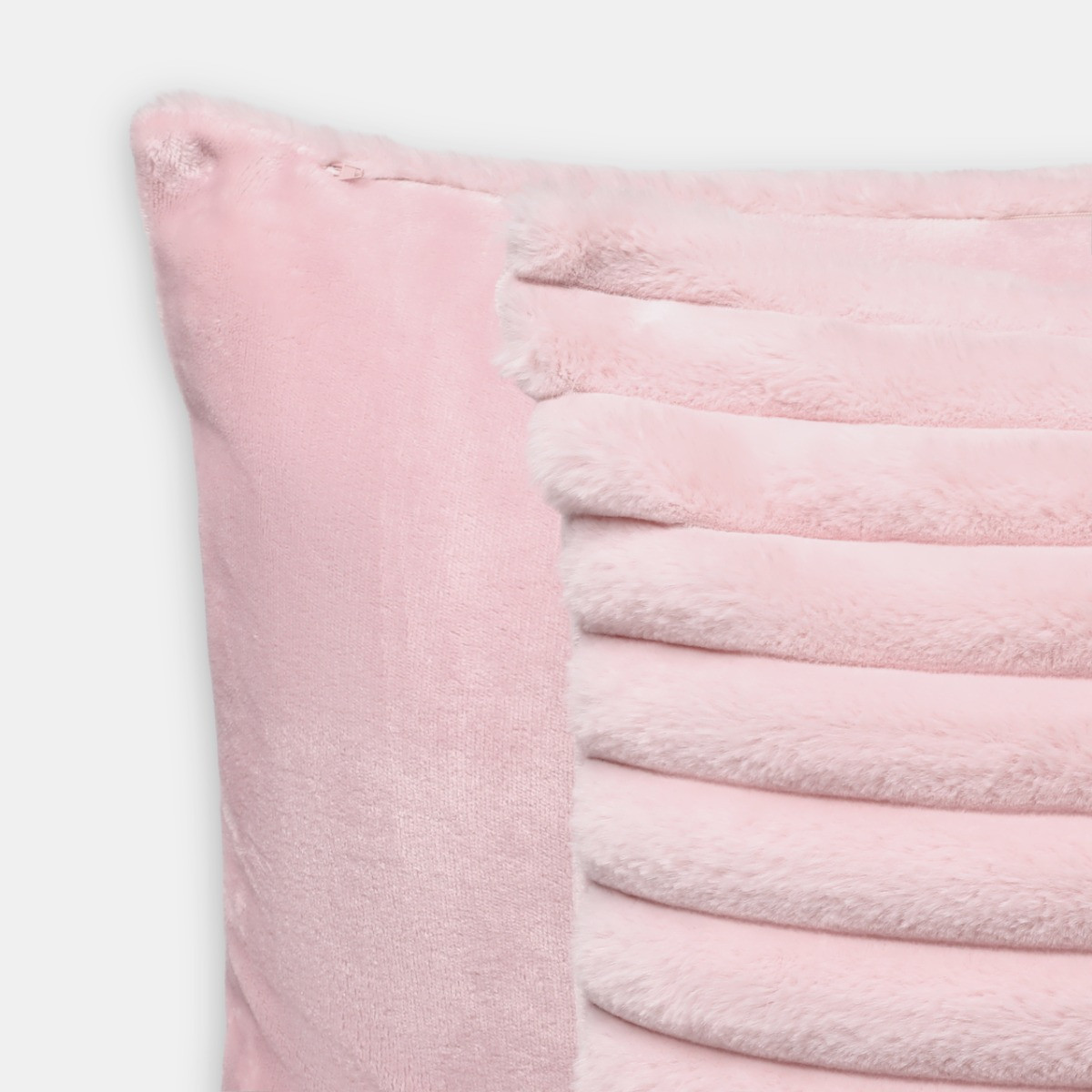 OHS Faux Fur Thick Ribbed Cushion Covers - Blush>