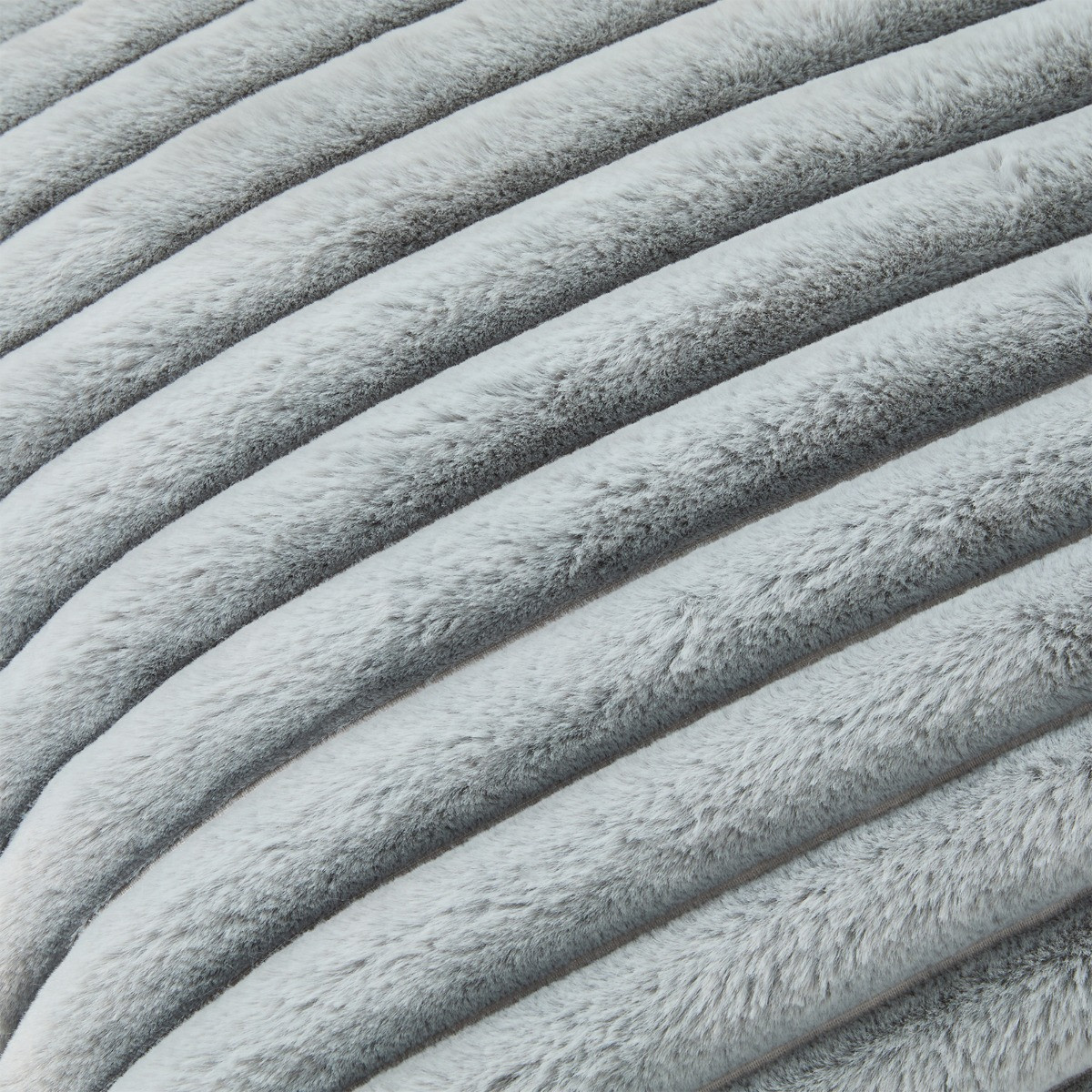 OHS Faux Fur Thick Ribbed Cushion Covers - Grey>