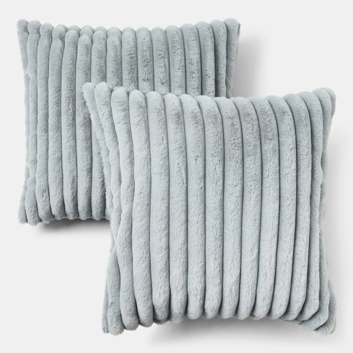 OHS Faux Fur Thick Ribbed Cushion Covers - Grey>
