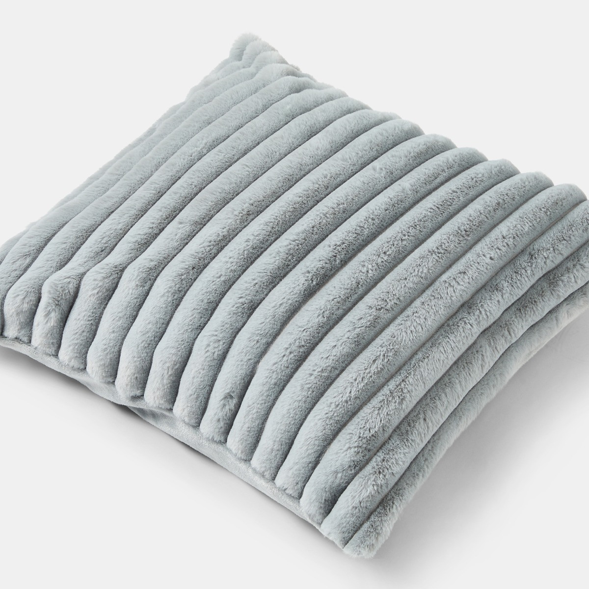 OHS Faux Fur Thick Ribbed Cushion Covers - Grey>