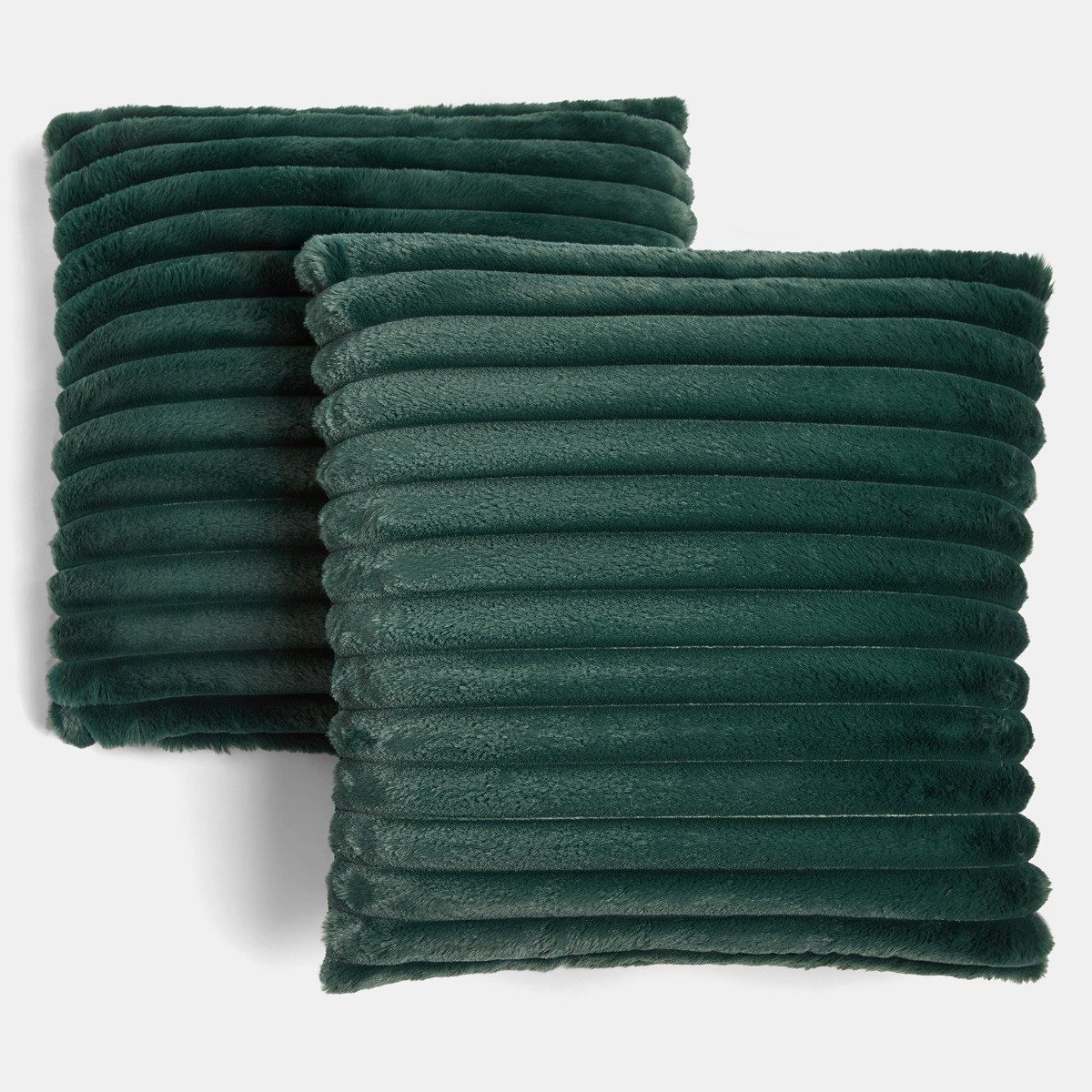 OHS Faux Fur Thick Ribbed Cushion Covers - Green>