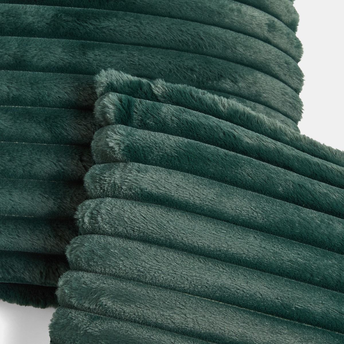 OHS Faux Fur Thick Ribbed Cushion Covers - Green>