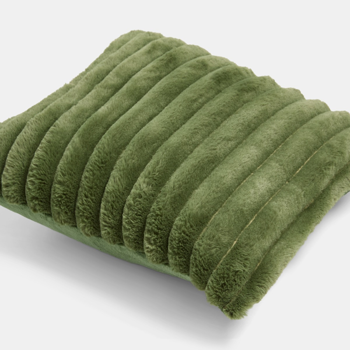 OHS Faux Fur Thick Ribbed Cushion Covers - Woodland Green>