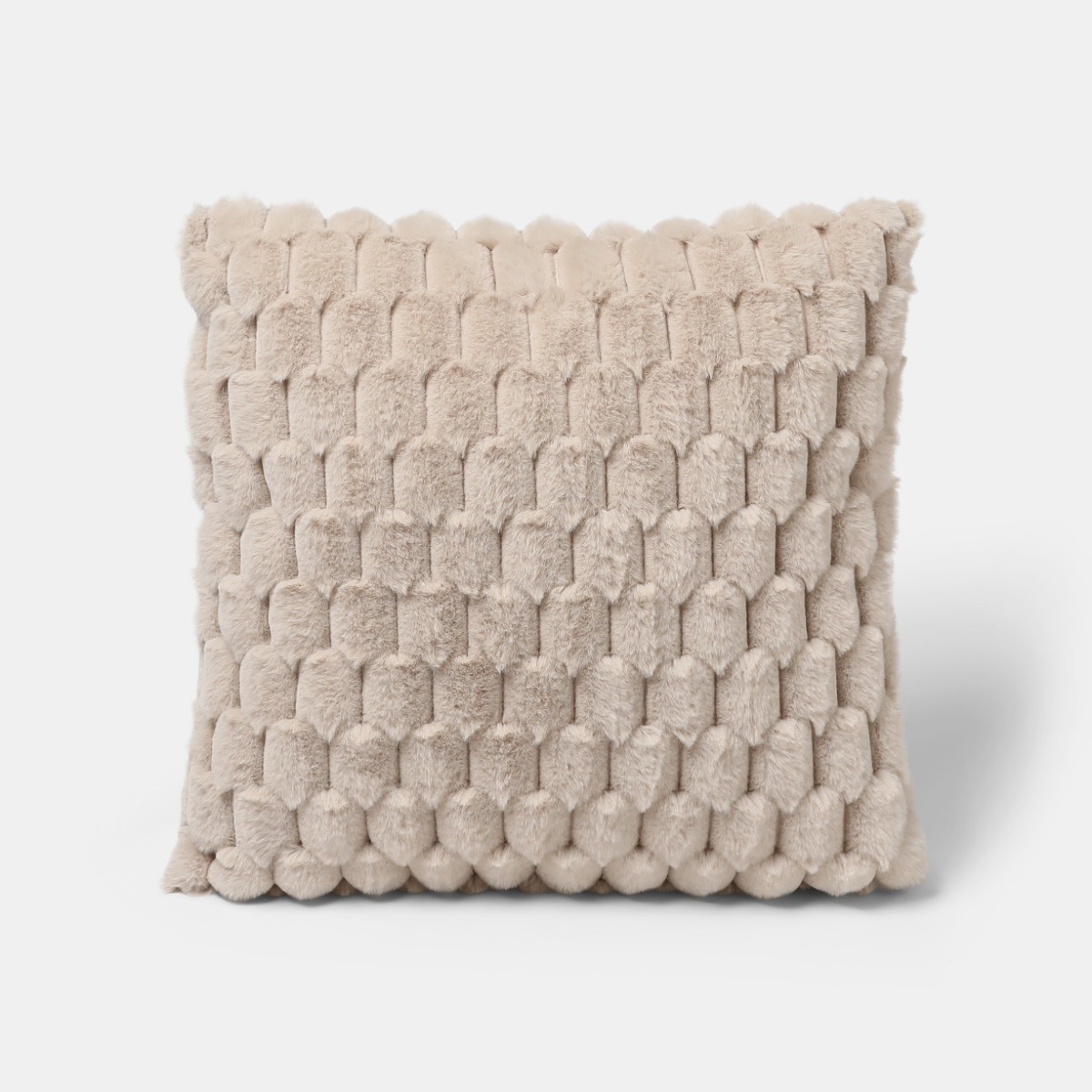 OHS Thick Faux Fur Waffle Cushion Covers - Natural>