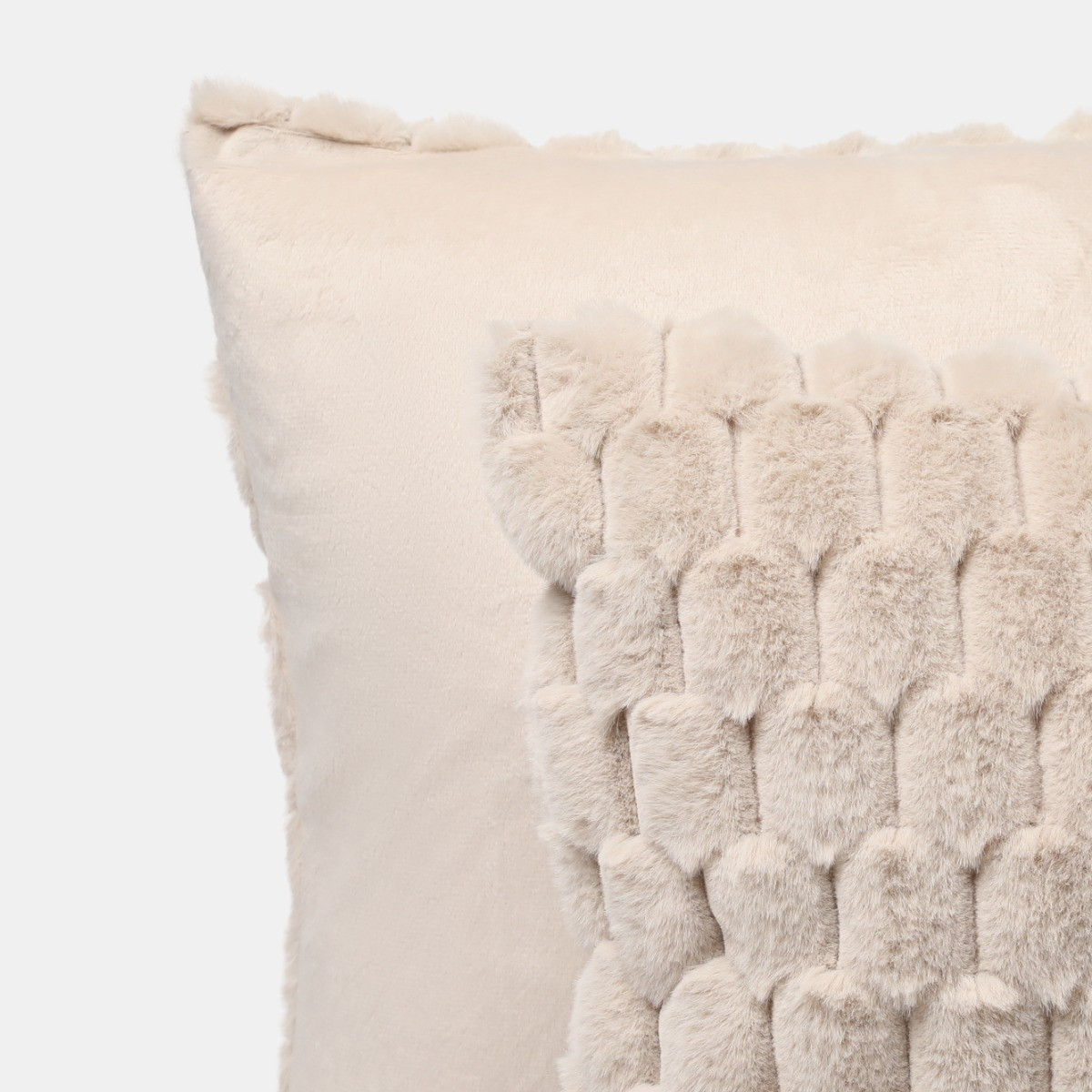 OHS Thick Faux Fur Waffle Cushion Covers - Natural>