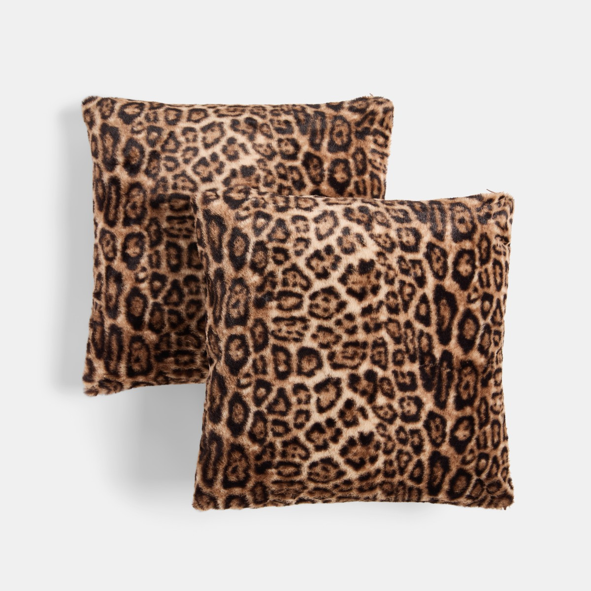 OHS Leopard Faux Fur Cushion Covers - Brown>
