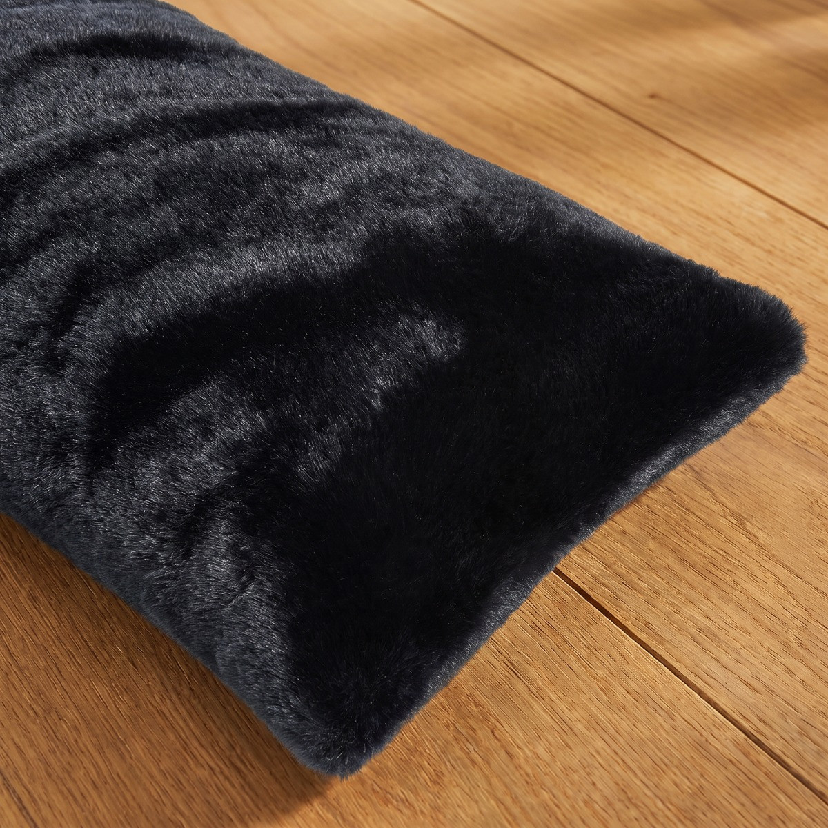 OHS Faux Fur Draught Excluder - Black>