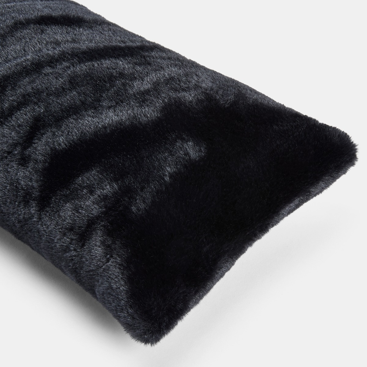 OHS Faux Fur Draught Excluder - Black>