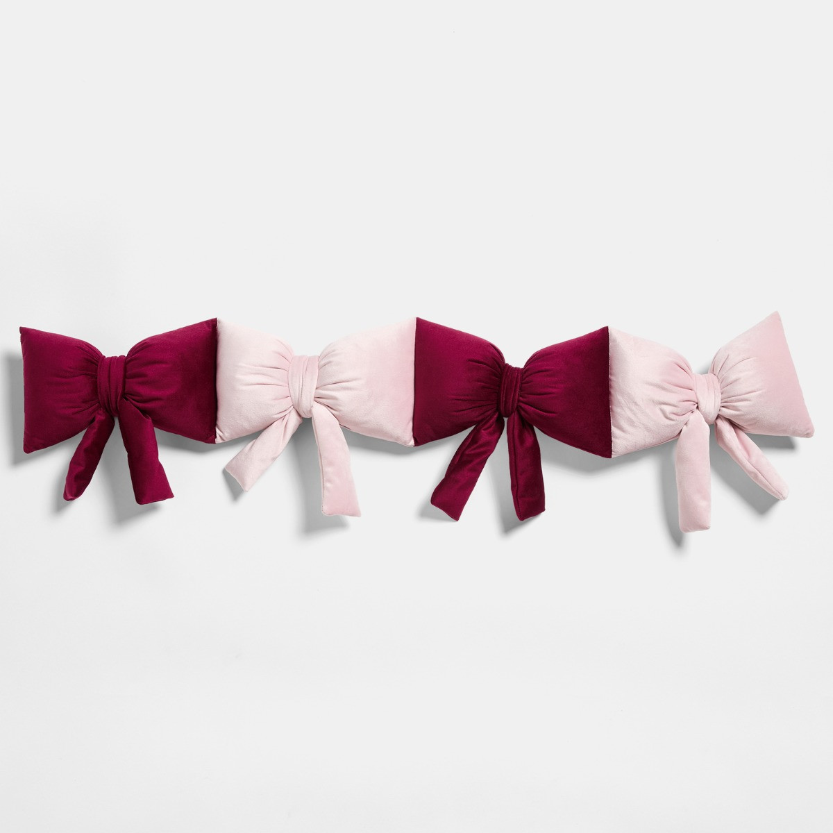 OHS Bow Shaped Draught Excluder - Pink/Burgundy>