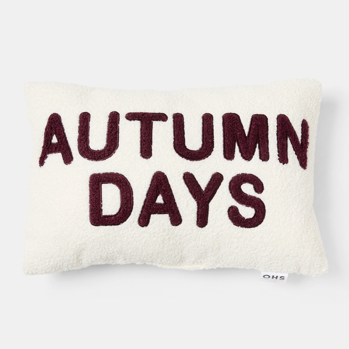 OHS Autumn Days Slogan Cushion - Cream/Burgundy>