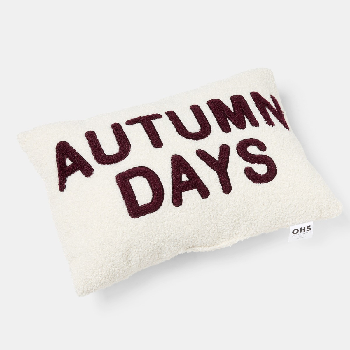 OHS Autumn Days Slogan Cushion - Cream/Burgundy>