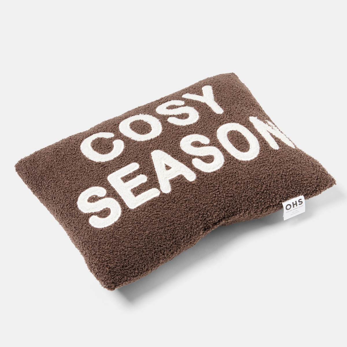 OHS Cosy Season Slogan Cushion - Chocolate>