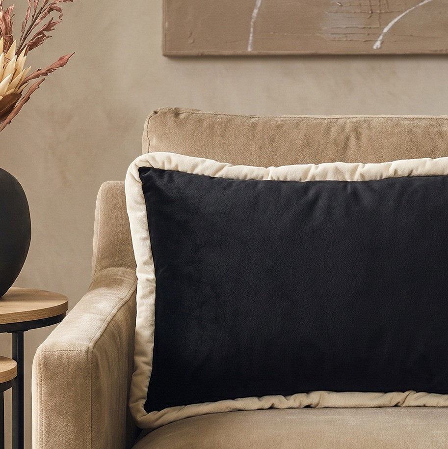 OHS Matte Velvet Jumbo Piped Edge Filled Cushion - Monochrome>