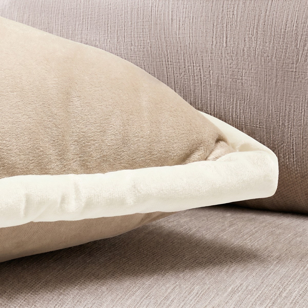 OHS Matte Velvet Jumbo Piped Edge Filled Cushion - Natural>