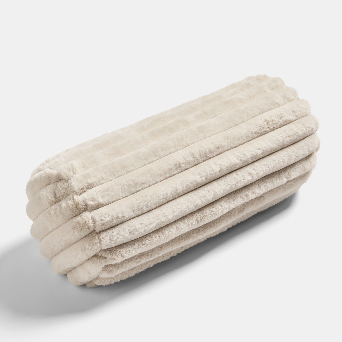 OHS Faux Fur Ribbed Bolster Pillow - Natural>