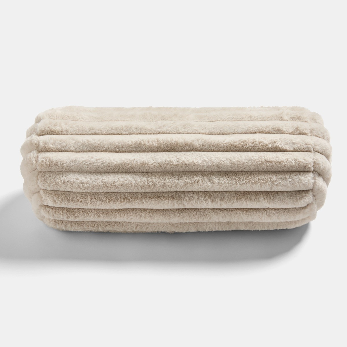 OHS Faux Fur Ribbed Bolster Pillow - Natural>
