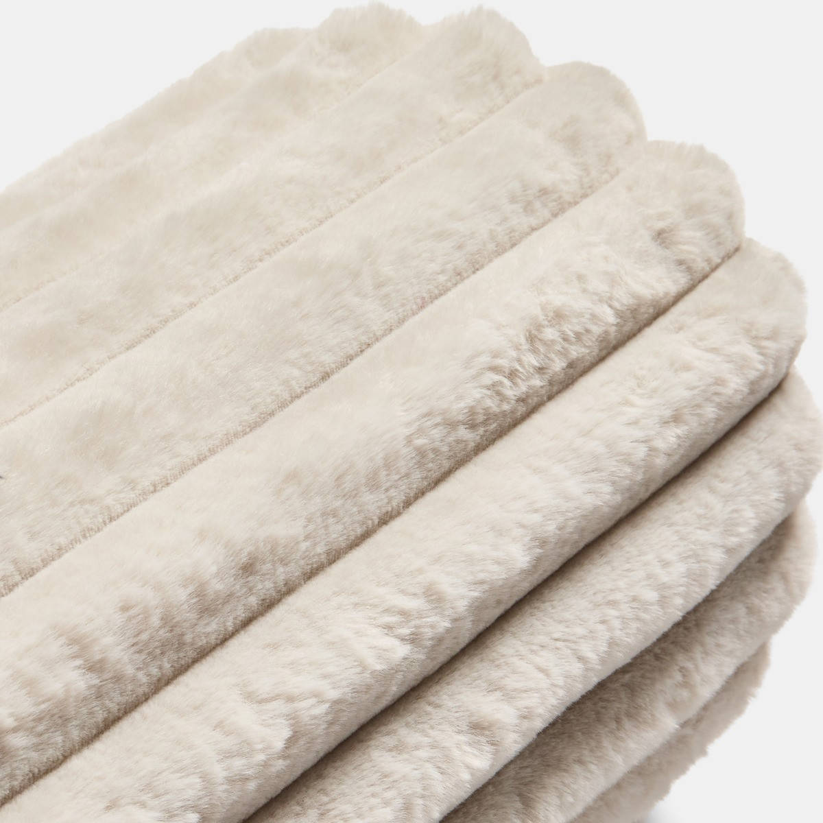 OHS Faux Fur Ribbed Bolster Pillow - Natural>