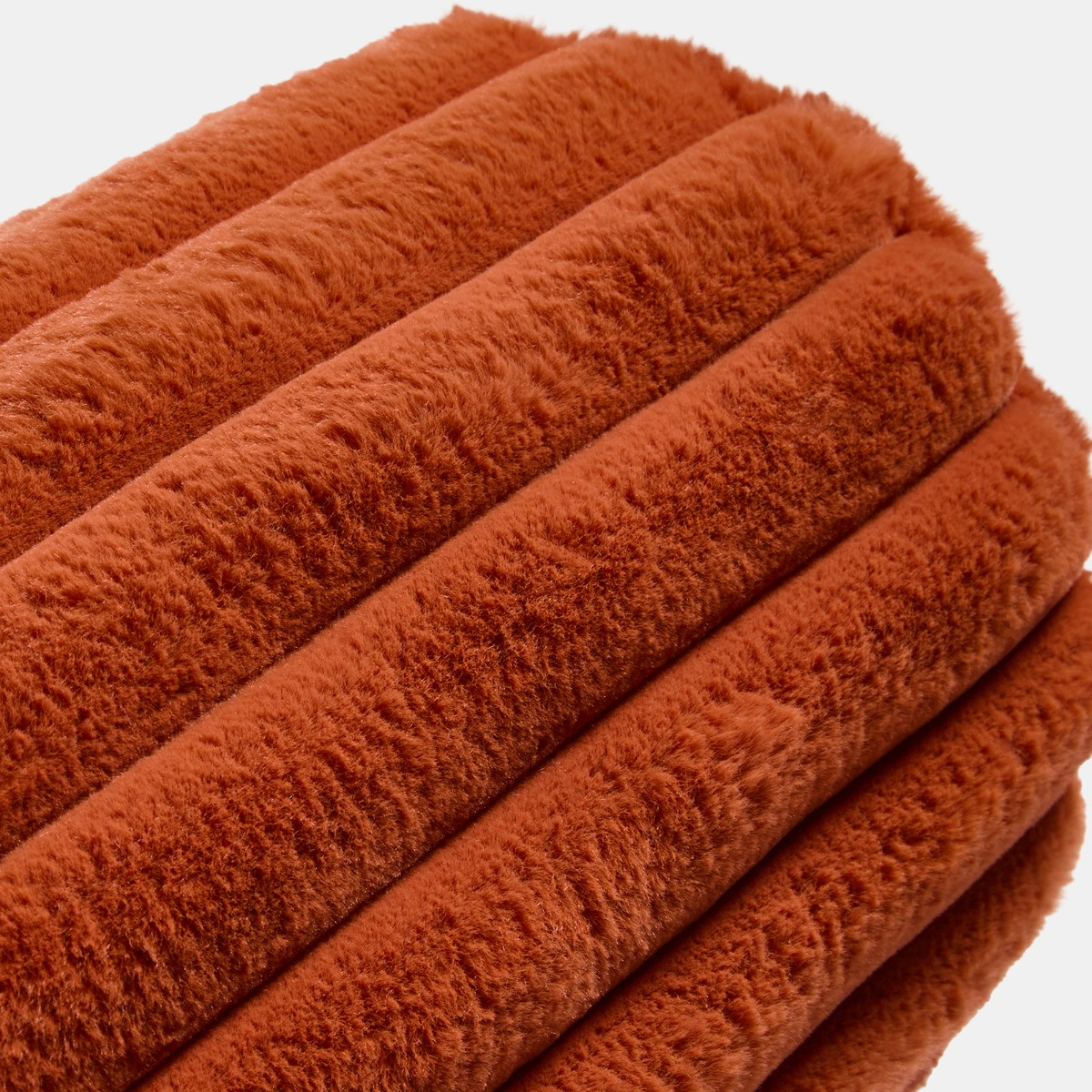 OHS Faux Fur Ribbed Bolster Pillow - Rust>