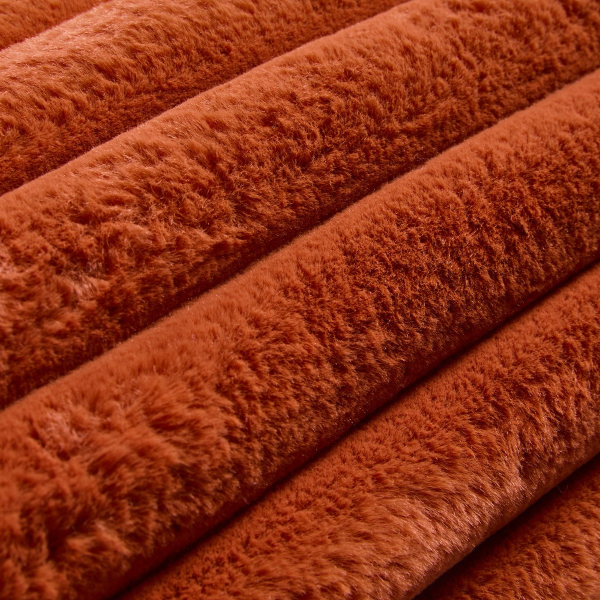 OHS Faux Fur Ribbed Bolster Pillow - Rust>