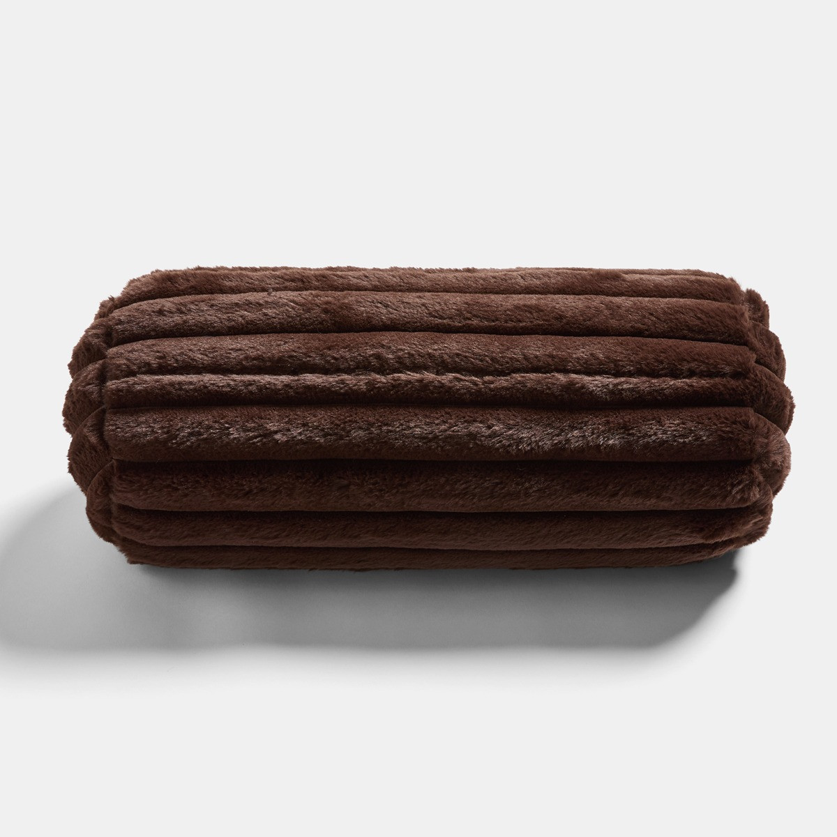 OHS Faux Fur Ribbed Bolster Pillow - Brown>