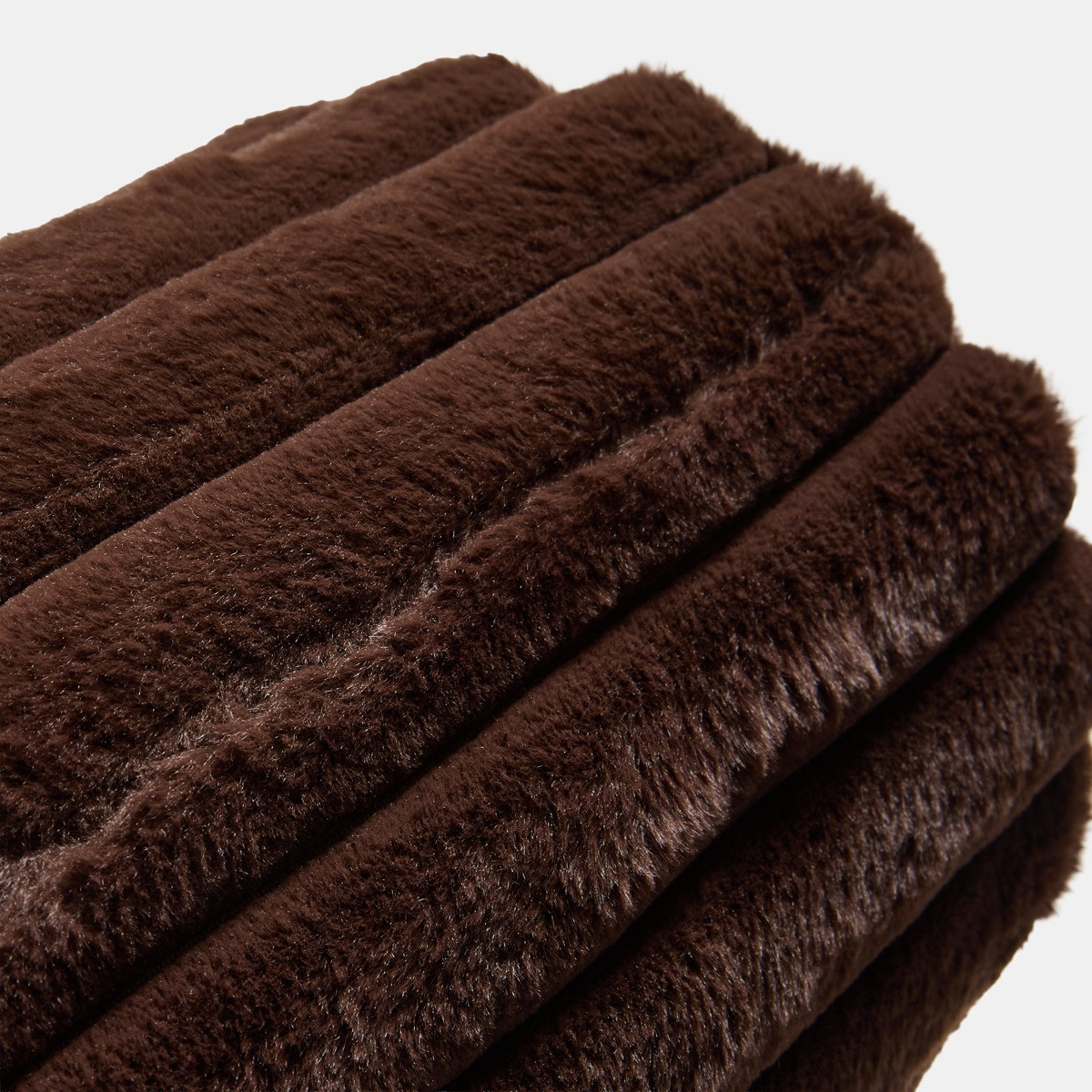 OHS Faux Fur Ribbed Bolster Pillow - Brown>