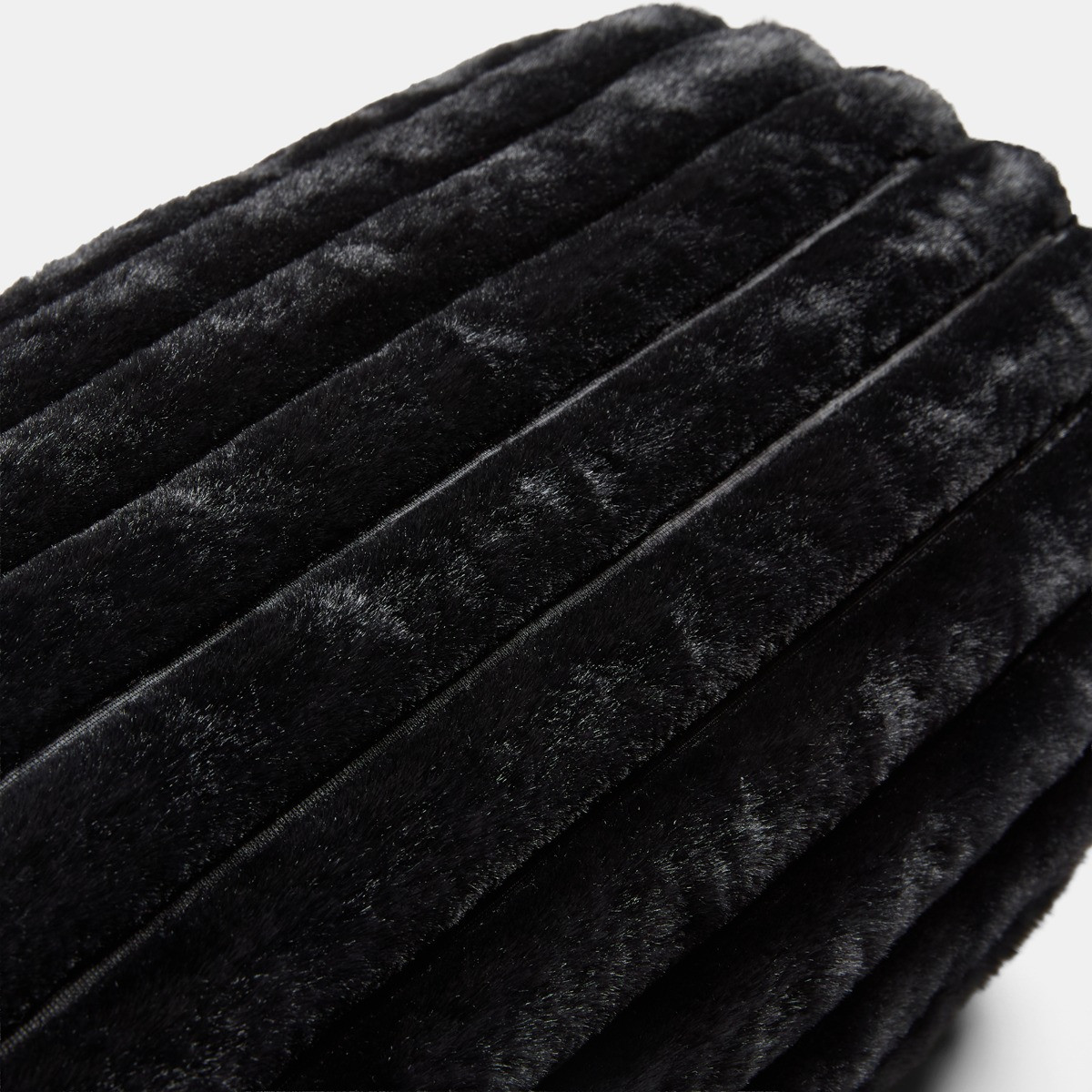 OHS Faux Fur Ribbed Bolster Pillow - Black>