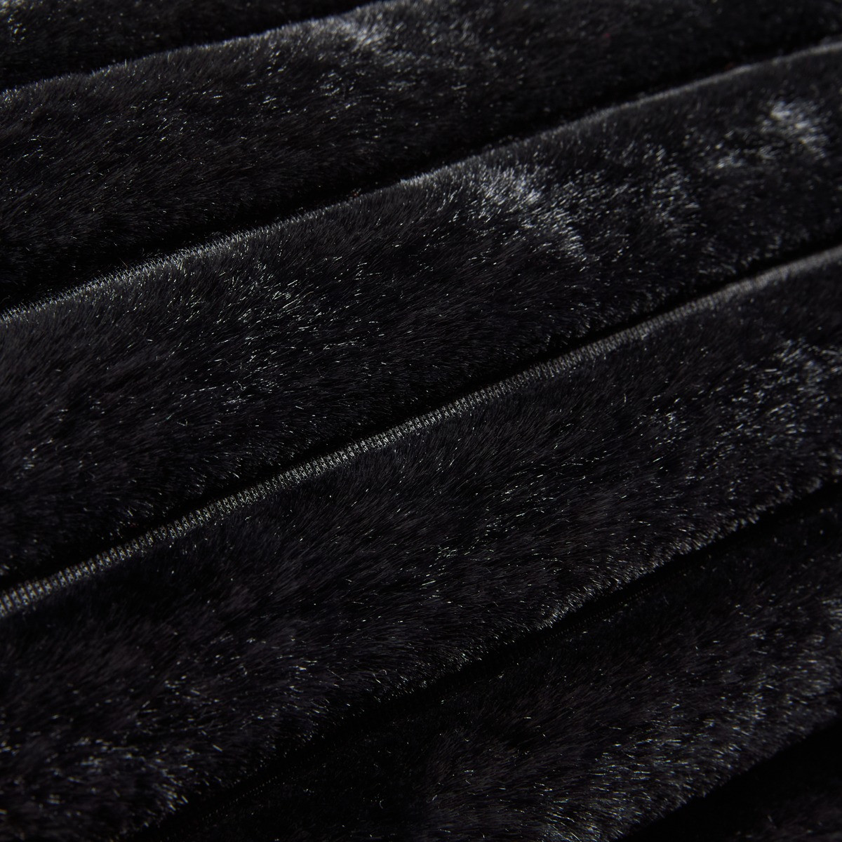 OHS Faux Fur Ribbed Bolster Pillow - Black>