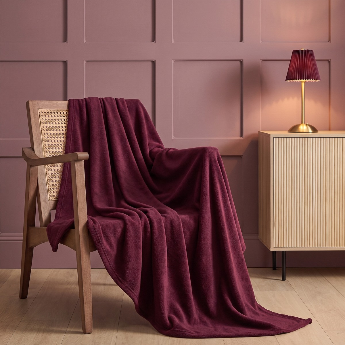 OHS Plain Fleece Throw - Burgundy>