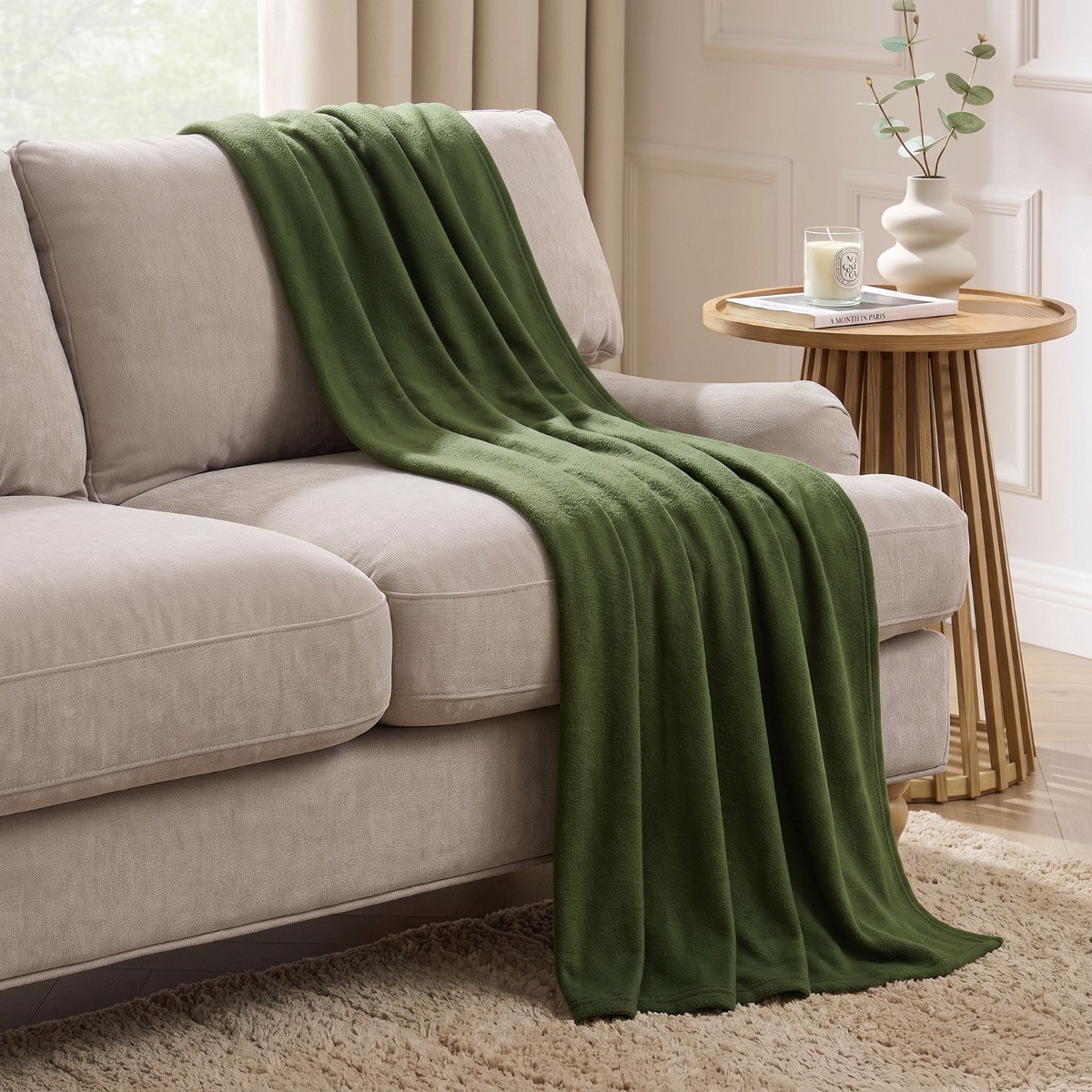 OHS Plain Fleece Throw - Woodland Green>