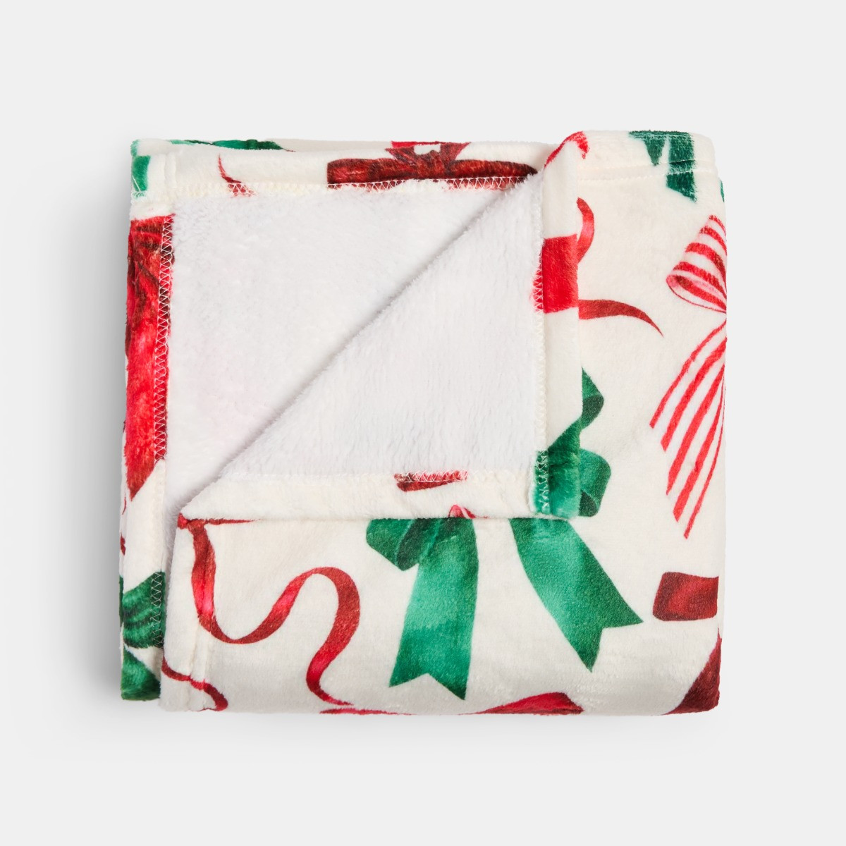 OHS Christmas Bow Print Ultra Soft Throw - Red/Green>