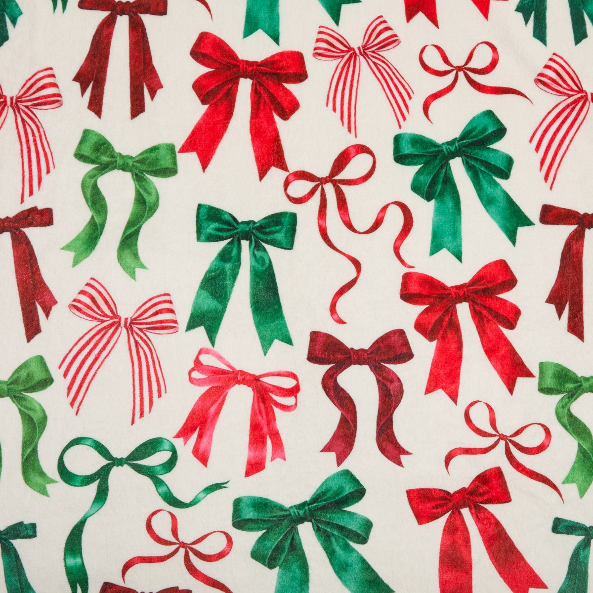 OHS Christmas Bow Print Ultra Soft Throw - Red/Green>