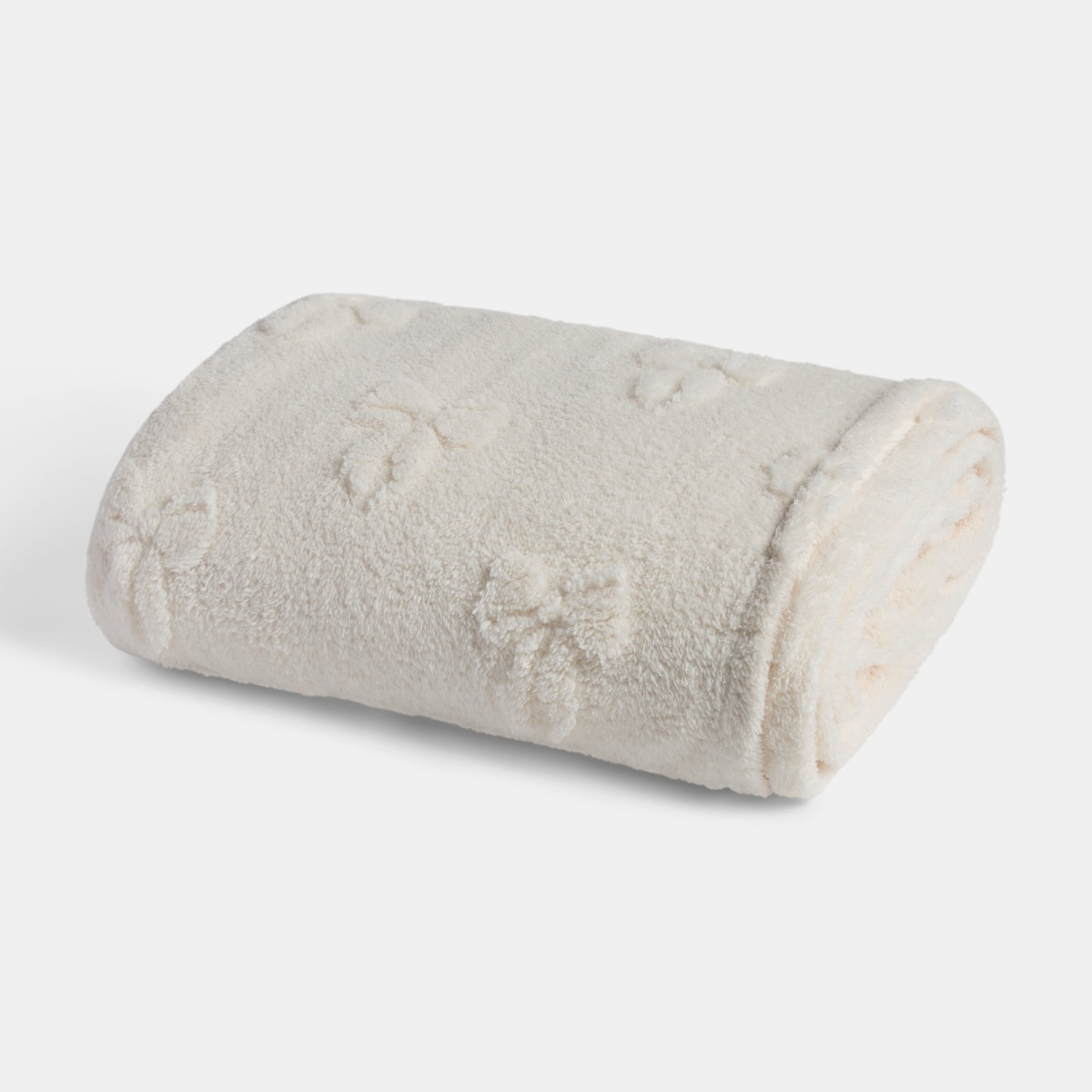 OHS Tufted Bow Teddy Fleece Throw - Ivory>