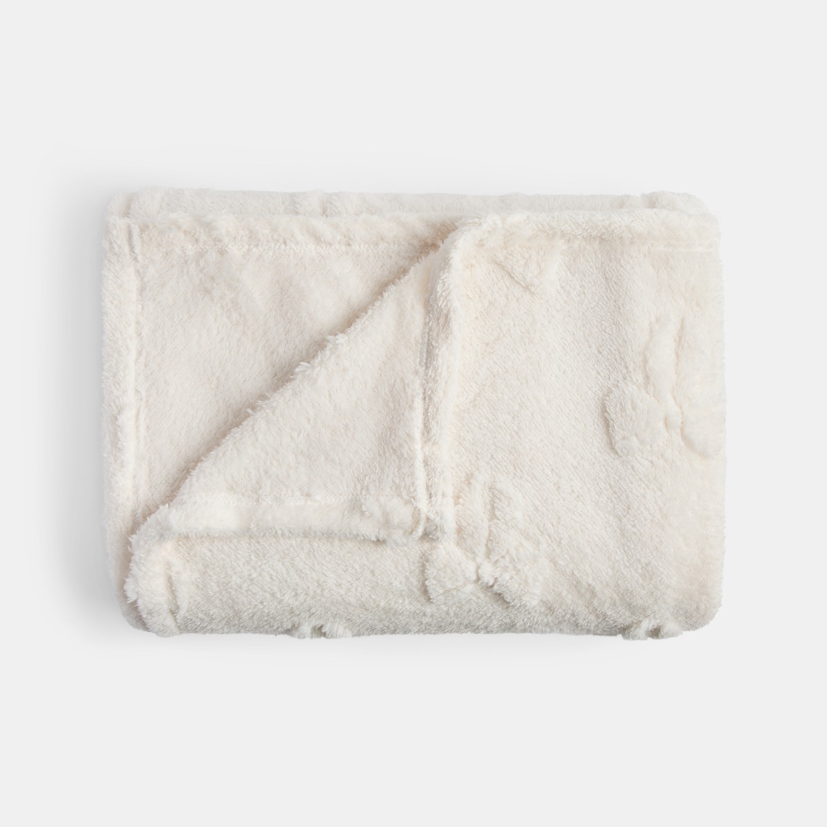 OHS Tufted Bow Teddy Fleece Throw - Ivory>