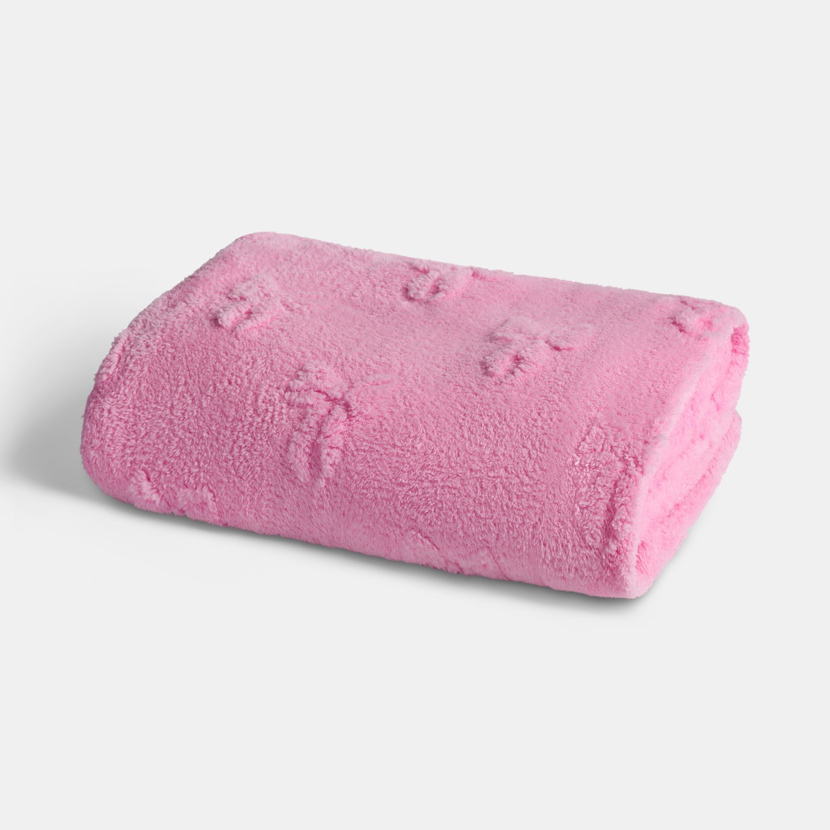OHS Tufted Bow Teddy Fleece Throw - Blush>