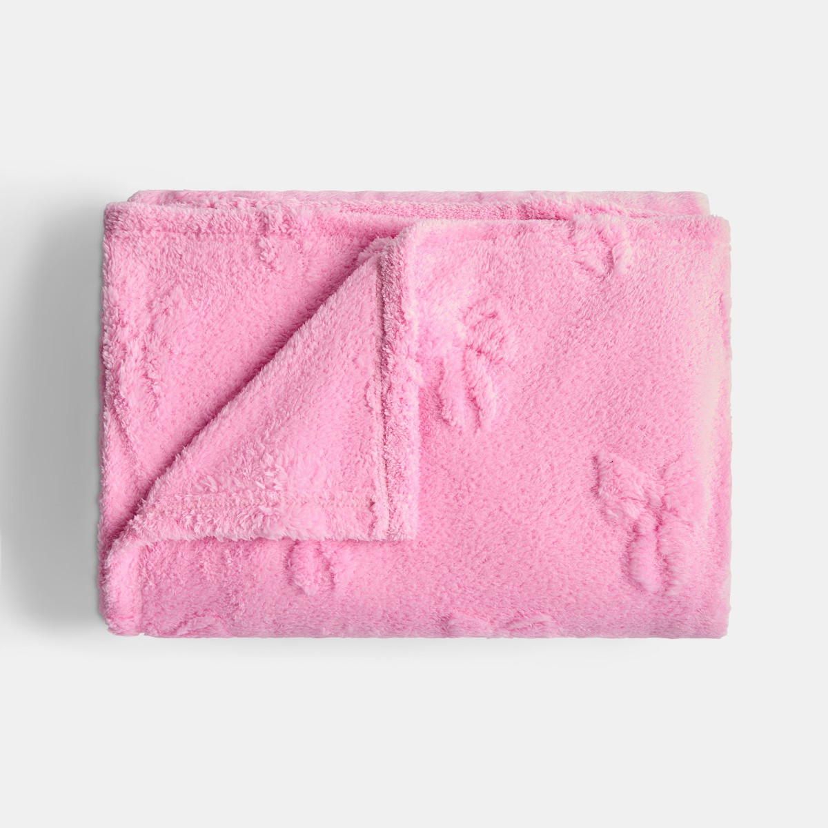 OHS Tufted Bow Teddy Fleece Throw - Blush>