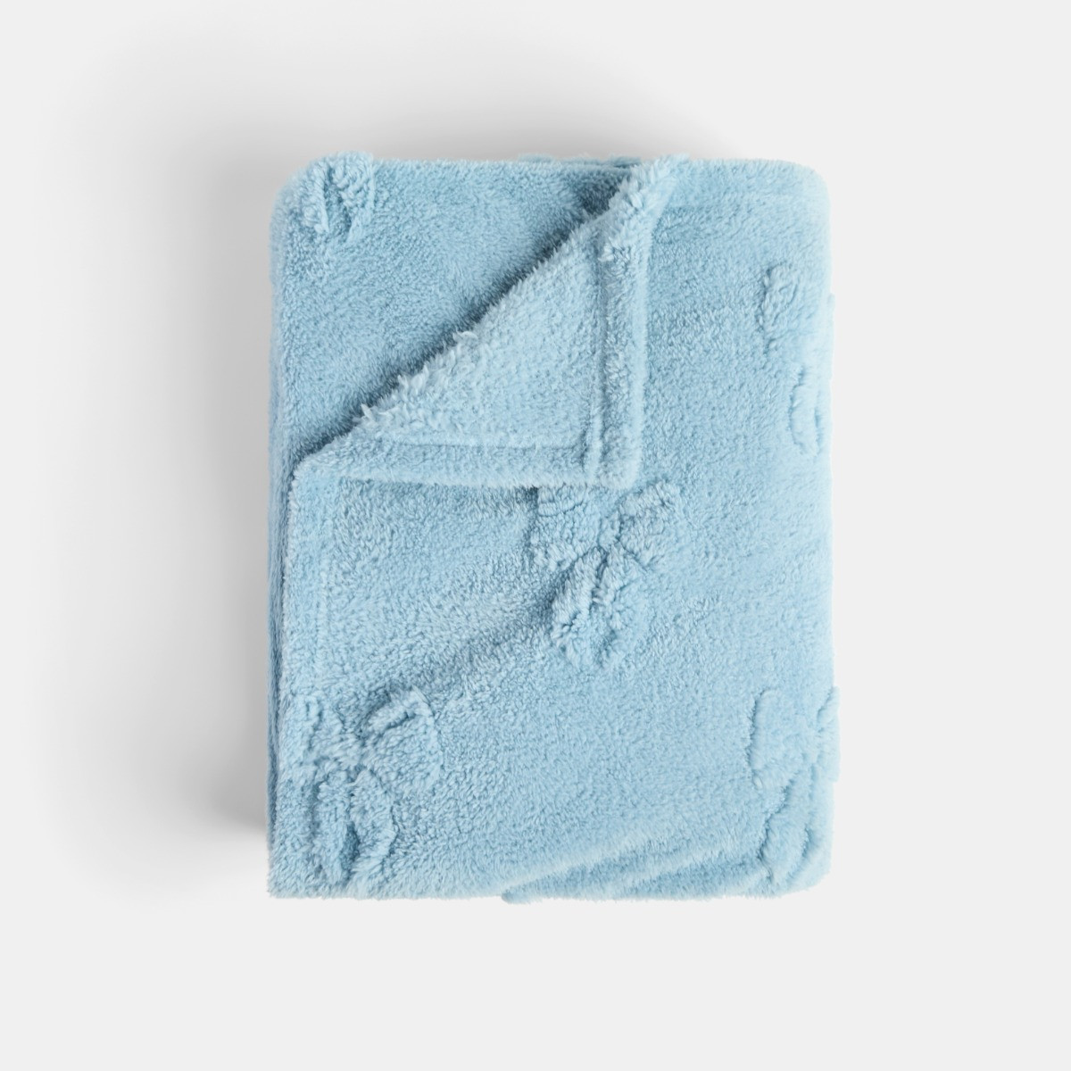 OHS Tufted Bow Teddy Fleece Throw - Blue>